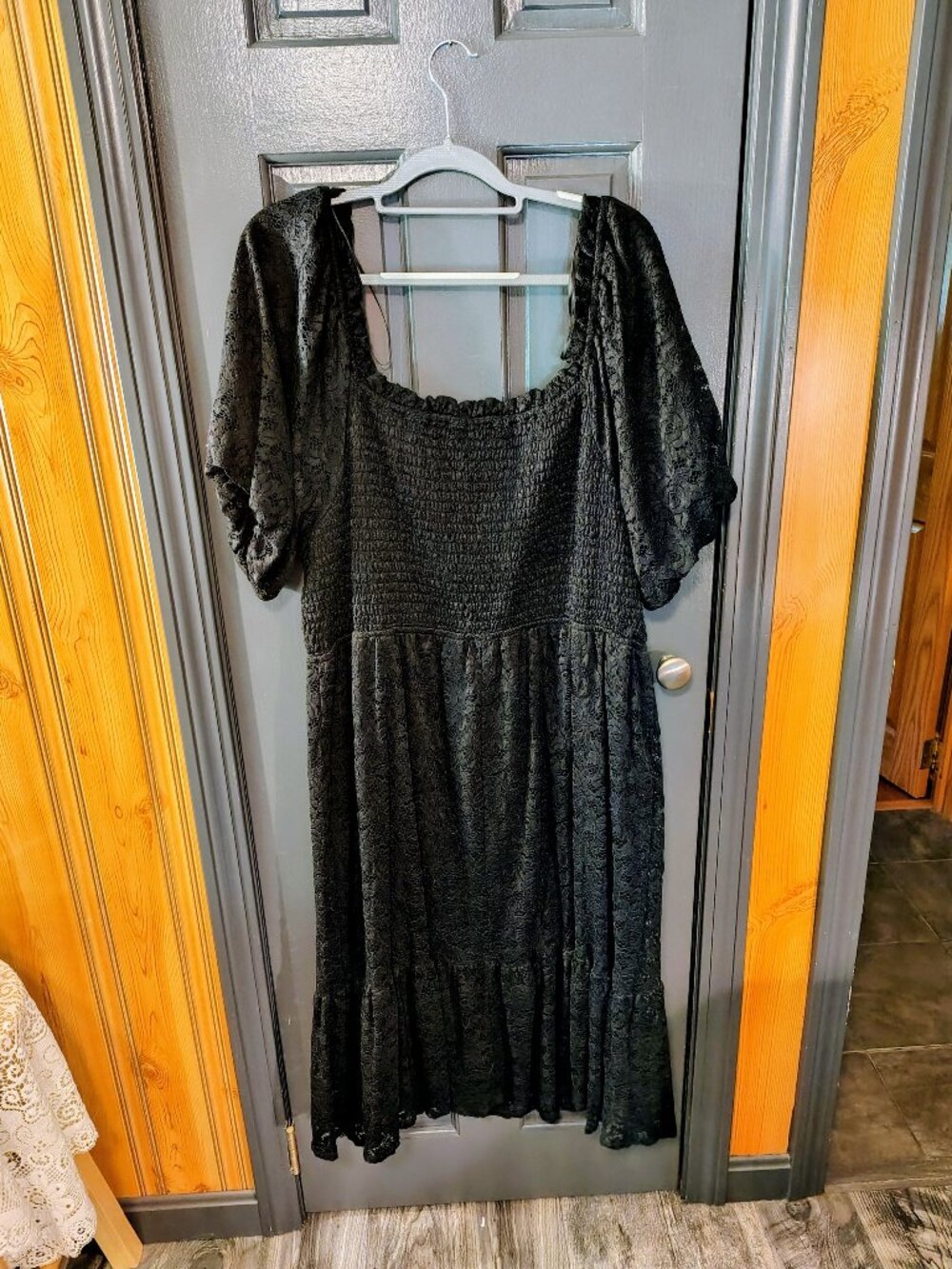 Black Lace smocked dress